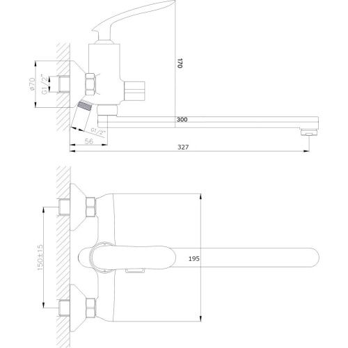 Смеситель для ванны Rush Island IS6535-51 настенный хром - фото 2