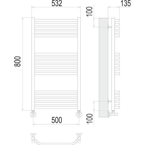 Полотенцесушитель водяной Terminus 4670078529534 55х80 хром - фото 3