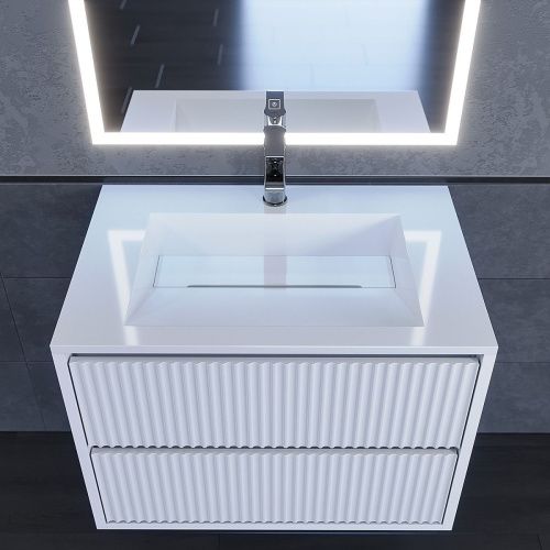 Раковина из искусственного камня Uperwood Next Premium 2900000091 70х50 полувстраиваемая цвет белый - фото 4