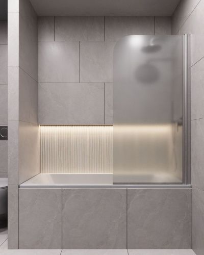 Шторка для ванны Timo T30 70х140 стекло матовое профиль хром матовый ориентация универсальная - фото 5