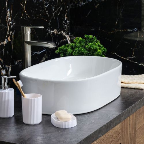 Раковина из сантехнического фарфора Melana 852-805 60х40 накладная цвет белый без отверстий под смеситель - фото 5