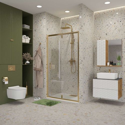 Душевая дверь Niagara Nova NG-43-10AG 100х195 стекло прозрачное профиль золото - фото 2