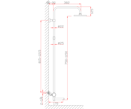 Душевая стойка Bronze de Luxe 2039GB настенная цвет бронза - фото 3