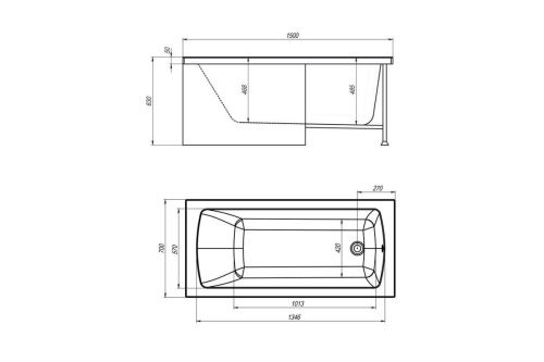Ванна акриловая Royal Bath Vienna RB953501 150х70 пристенная прямоугольная - фото 4