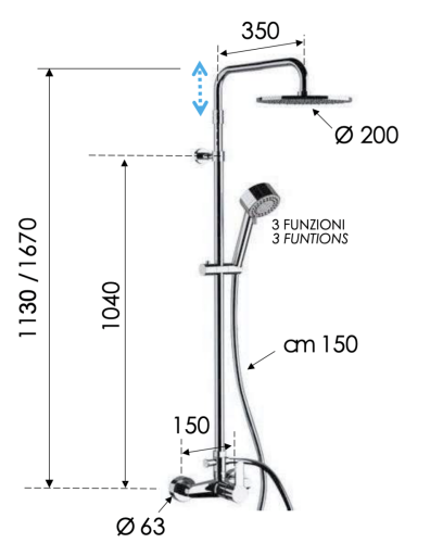 Душевая стойка Remer Winner W37AMD20 настенная цвет хром - фото 2