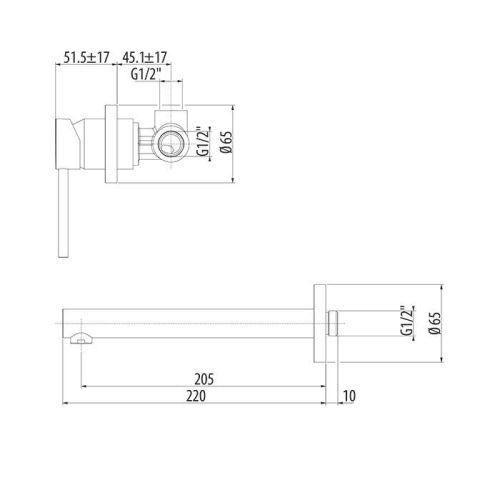 Смеситель для раковины Gattoni CIRCLE ONE 9037/90NO встраиваемый в стену черный - фото 2