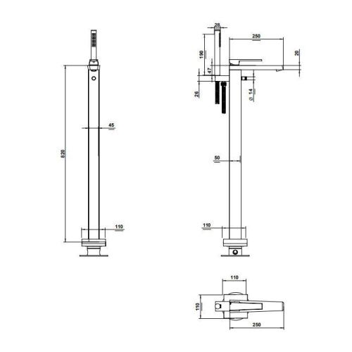 Смеситель Bongio Stelth 01534OR0DEU напольный золото - фото 2