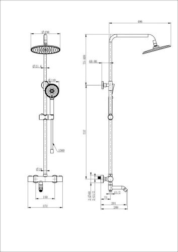 Душевая стойка Wonzon & Woghand Inn WW-B3047-A-MW настенная цвет белый с термостатом - фото 2