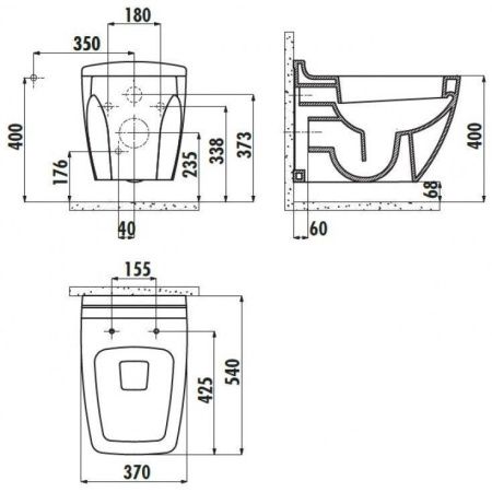 Чаша унитаза подвесная Creavit Bull BL320-11CB00E-0000 цвет белый без сиденья душевой смыв