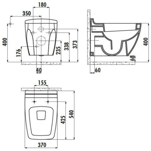 Чаша унитаза подвесная Creavit Bull BL320-11CB00E-0000 цвет белый без сиденья душевой смыв - фото 2