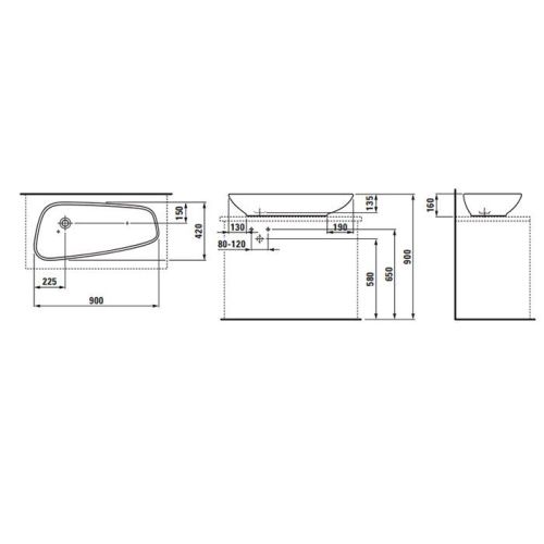 Раковина керамическая Laufen Palomba 8.1680.1.000.112.1 90 см накладная цвет белый без отверстий под смеситель - фото 2