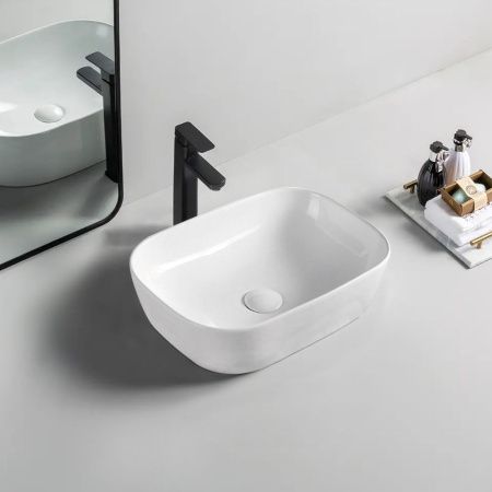 Раковина из сантехнического фарфора WesnaArt Ocean 4020-OCE12 50х30 накладная цвет белый