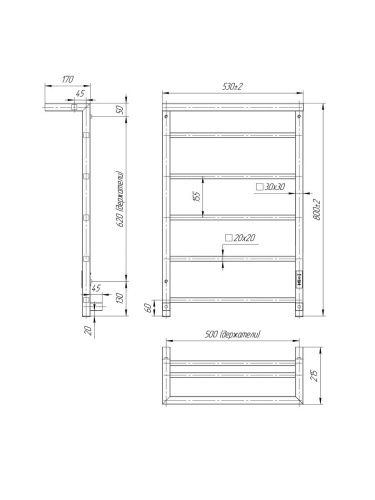 Полотенцесушитель электрический Indigo Forma LEF80-50GFMRt 55х80 серый - фото 5