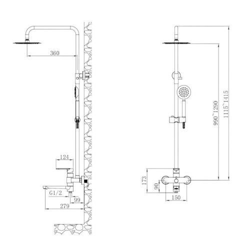 Душевая стойка Esko ST250OL настенная цвет серый - фото 3