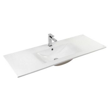 Раковина из сантехнического фарфора Bond Cube S05-1200 120х50 встраиваемая цвет белый 1 отверстие под смеситель