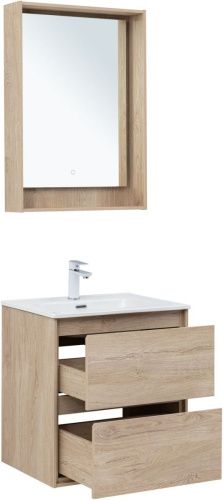 Тумба под раковину Aquanet Милан 00336382 60х50 подвесная цвет бежевый - фото 5