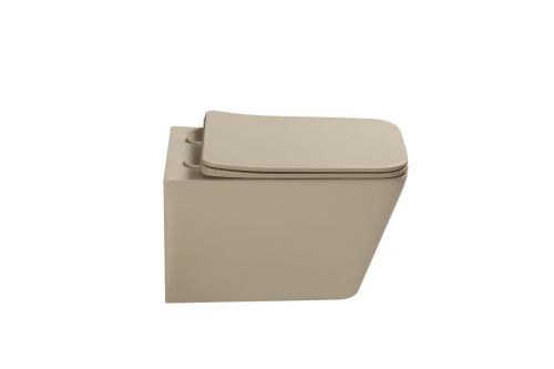 Унитаз подвесной SantiLine SL-5007BG цвет бежевый с сиденьем микролифт безободковый смыв воронка-водоворот - фото 5