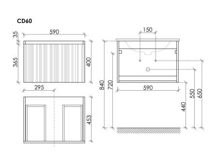 Тумба под раковину Sancos CODE CD60GB 60х50 подвесная цвет бежевый/серый