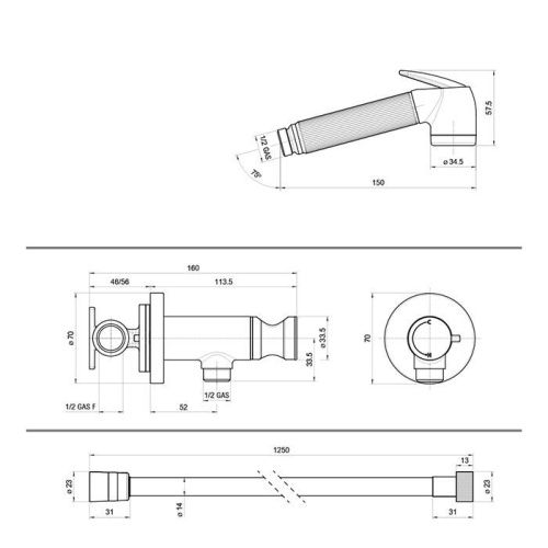 Гигиенический душ Bossini E37009B.073 черный - фото 2