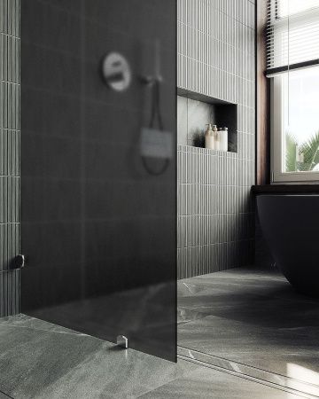 Душевая перегородка Maybah Glass MGD-272-4 90х195 стекло тонированное профиль хром