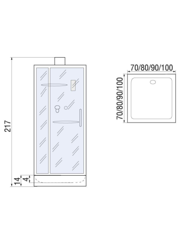 Душевая кабина River TANA 10000003645 70х70 квадратная без крыши ориентация универсальная - фото 2