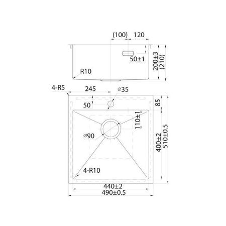 Кухонная мойка Iddis Haze HAZ49GMi77 50х50 цвет серый поверхность матовая