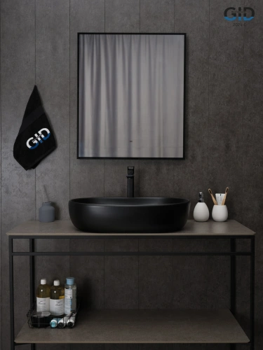 Раковина керамическая Gid Lago 53369 60х40 накладная цвет черный без отверстий под смеситель - фото 2