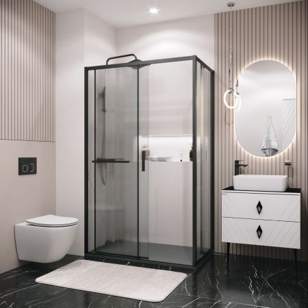 Душевая перегородка Grossman Style 200.K33.05.90.21.02 90х195 стекло текстурное профиль черный