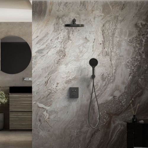 Душевая система Vincea VSFW-3I21T2MB встраиваемая в стену цвет черный с термостатом