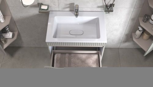 Тумба под раковину Velvex Alba 309 тирамису 70х40 подвесная цвет серый - фото 4