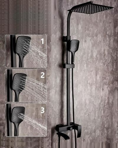 Душевая стойка ALMAes Turia SDI-1808 настенная цвет черный - фото 5