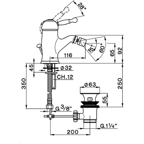 Смеситель Cisal Arcana Royal AY00055024 Акция на биде золото - фото 2