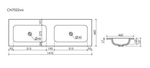 Раковина из сантехнического фарфора Ceramica Nova GRACE CN7022MBwx 140х50 накладная цвет черный - фото 4