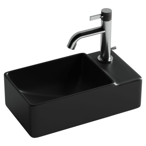 Раковина из сантехнического фарфора Ceramica Nova ELEMENT CN5045MB 40х20 подвесная цвет черный 1 отверстие под смеситель - фото 3