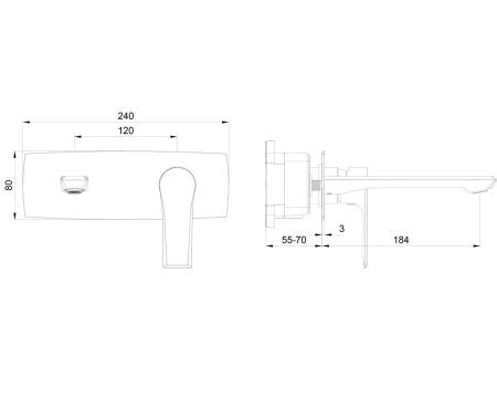 Смеситель для раковины Wonzon & Woghand BRILLIANT WW-88869079-BGM встраиваемый в стену серый
