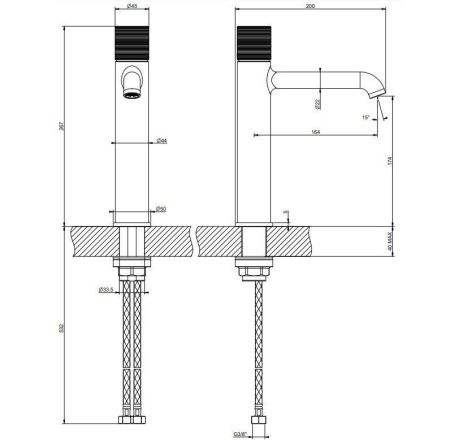 Смеситель Gessi Habito Trame 70306/727 на раковину золото
