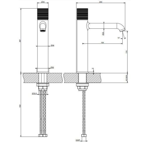 Смеситель Gessi Habito Trame 70306/727 на раковину золото - фото 2