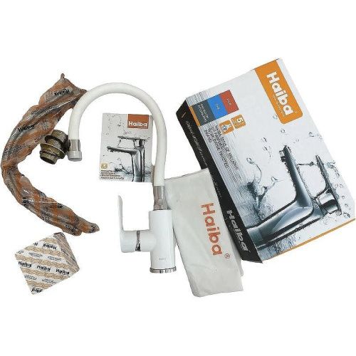 Смеситель для кухни Haiba HB505-8 HB73505-8 на мойку белый/хром - фото 4