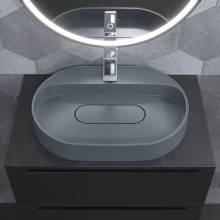 Раковина из искусственного камня Uperwood Tanos Quartz 291030522 60х40 накладная цвет серый