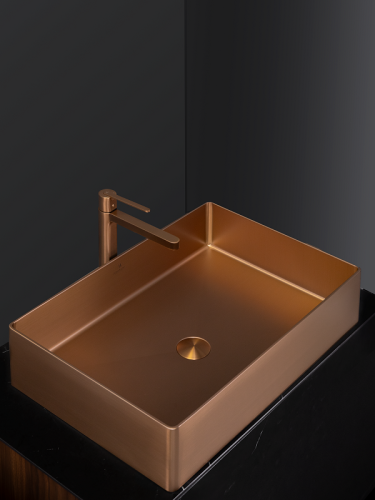 Раковина из нержавеющей стали AltroBagno Solido AltroBagnoSolido001023RaSp 60х40 накладная цвет медь - фото 3