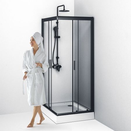 Душевой уголок Am.Pm Gem S W93G-404-100280-BT 100х80 стекло прозрачное профиль черный без поддона