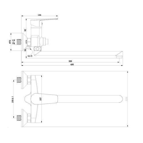 Смеситель для ванны Rossinka S S35-35 настенный хром - фото 2