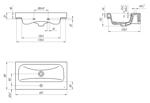 Раковина мебельная керамическая Cersanit Moduo Slim 60 UM-MOD60SL/1 60х40 накладная цвет белый 1 отверстие под смеситель - фото 4