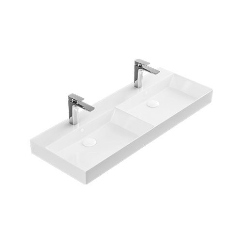 Раковина керамическая Dreja Stance 17120-KL 120х50 подвесная цвет белый 2 отверстия под смеситель - фото 2