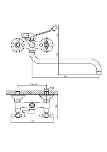 Смеситель для ванны и душа Haiba HB19 HB2619-3 настенный хром - фото 3