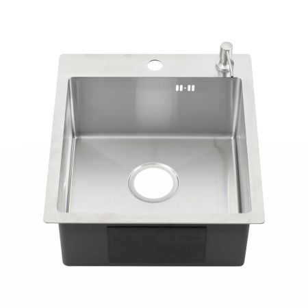 Кухонная мойка Melana ProfLine MLN-R44485H+дозатор 45х50 цвет серый поверхность матовая