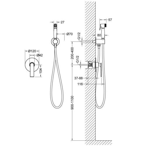 Смеситель для ванны и душа Timo Anni 2789/03SM настенный черный - фото 2
