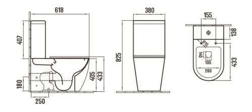 Унитаз напольный с бачком CeramaLux 2166ХМВ черный с сиденьем микролифт безободковый каскадный смыв - фото 2