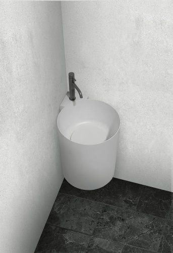 Раковина из искусственного камня Abber STEIN AS2625 40х40 подвесная цвет белый без отверстий под смеситель - фото 2