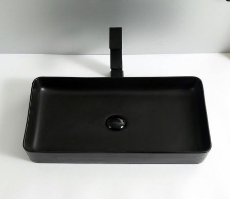 Раковина CeramaLux 9396MB 60х40 накладная цвет черный без отверстий под смеситель